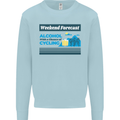 Cycling Weekend Forecast Funny Beer Alcohol Mens Sweatshirt Jumper Light Blue