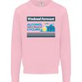 Cycling Weekend Forecast Funny Beer Alcohol Mens Sweatshirt Jumper Light Pink