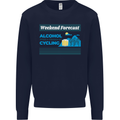 Cycling Weekend Forecast Funny Beer Alcohol Mens Sweatshirt Jumper Navy Blue
