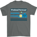 Cycling Weekend Forecast Funny Beer Alcohol Mens T-Shirt Cotton Gildan Charcoal