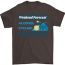 Cycling Weekend Forecast Funny Beer Alcohol Mens T-Shirt Cotton Gildan Dark Chocolate