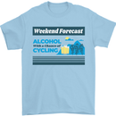 Cycling Weekend Forecast Funny Beer Alcohol Mens T-Shirt Cotton Gildan Light Blue