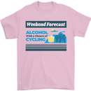 Cycling Weekend Forecast Funny Beer Alcohol Mens T-Shirt Cotton Gildan Light Pink