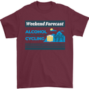 Cycling Weekend Forecast Funny Beer Alcohol Mens T-Shirt Cotton Gildan Maroon