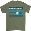 Cycling Weekend Forecast Funny Beer Alcohol Mens T-Shirt Cotton Gildan Military Green
