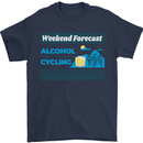 Cycling Weekend Forecast Funny Beer Alcohol Mens T-Shirt Cotton Gildan Navy Blue