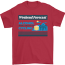 Cycling Weekend Forecast Funny Beer Alcohol Mens T-Shirt Cotton Gildan Red
