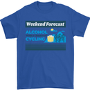 Cycling Weekend Forecast Funny Beer Alcohol Mens T-Shirt Cotton Gildan Royal Blue