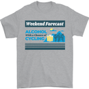 Cycling Weekend Forecast Funny Beer Alcohol Mens T-Shirt Cotton Gildan Sports Grey