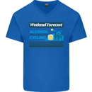 Cycling Weekend Forecast Funny Beer Alcohol Mens V-Neck Cotton T-Shirt Royal Blue