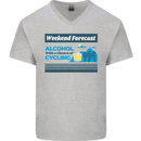 Cycling Weekend Forecast Funny Beer Alcohol Mens V-Neck Cotton T-Shirt Sports Grey