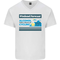 Cycling Weekend Forecast Funny Beer Alcohol Mens V-Neck Cotton T-Shirt White