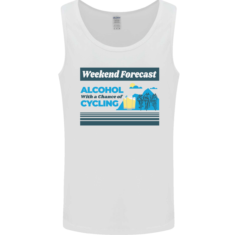 Cycling Weekend Forecast Funny Beer Alcohol Mens Vest Tank Top White