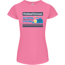 Cycling Weekend Forecast Funny Beer Alcohol Womens Petite Cut T-Shirt Azalea