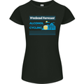 Cycling Weekend Forecast Funny Beer Alcohol Womens Petite Cut T-Shirt Black