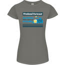 Cycling Weekend Forecast Funny Beer Alcohol Womens Petite Cut T-Shirt Charcoal