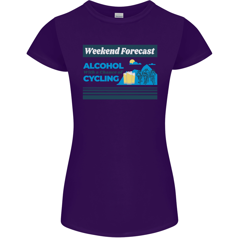 Cycling Weekend Forecast Funny Beer Alcohol Womens Petite Cut T-Shirt Purple