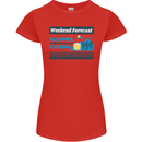 Cycling Weekend Forecast Funny Beer Alcohol Womens Petite Cut T-Shirt Red