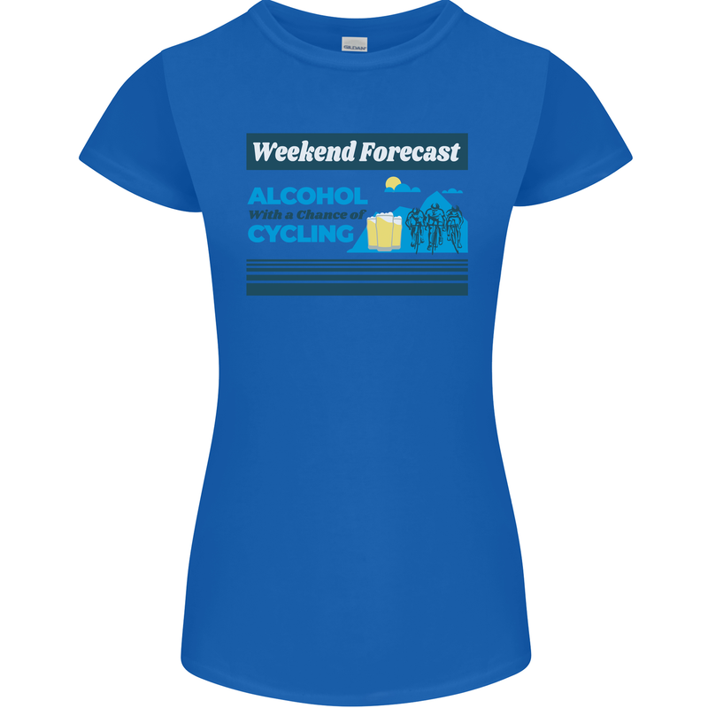 Cycling Weekend Forecast Funny Beer Alcohol Womens Petite Cut T-Shirt Royal Blue