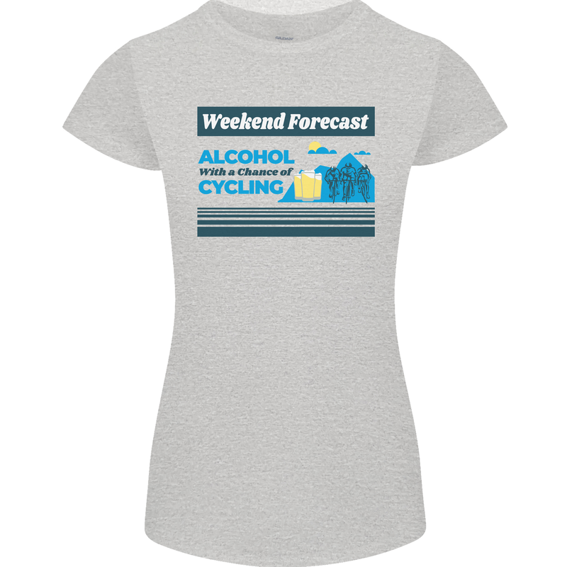 Cycling Weekend Forecast Funny Beer Alcohol Womens Petite Cut T-Shirt Sports Grey