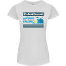 Cycling Weekend Forecast Funny Beer Alcohol Womens Petite Cut T-Shirt White