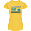 Cycling Weekend Forecast Funny Beer Alcohol Womens Petite Cut T-Shirt Yellow