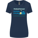 Cycling Weekend Forecast Funny Beer Alcohol Womens Wider Cut T-Shirt Navy Blue