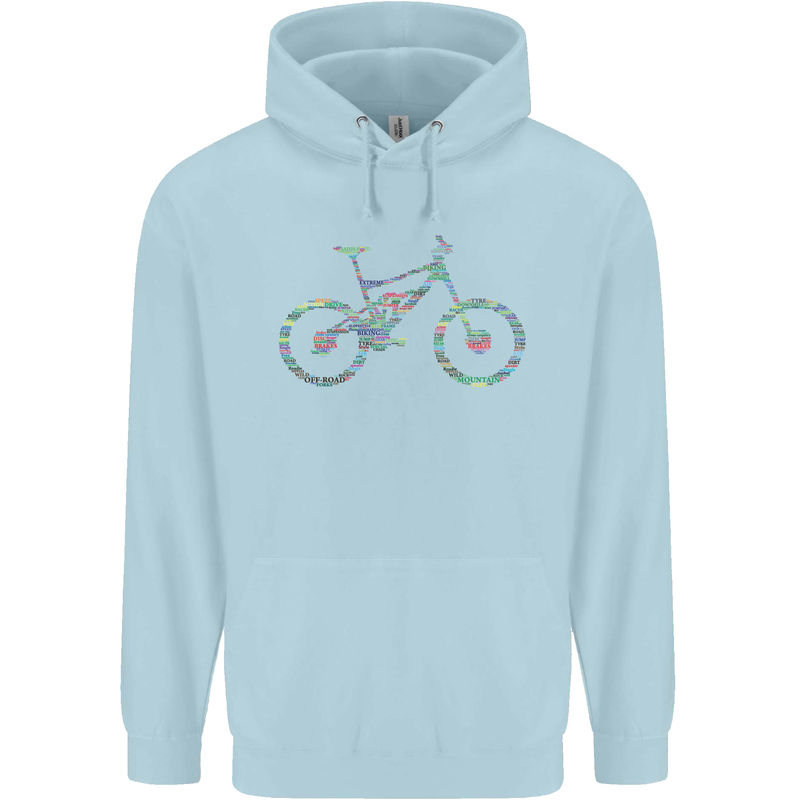 Cycling Word Cloud Cyclist Bicycle Childrens Kids Hoodie Light Blue