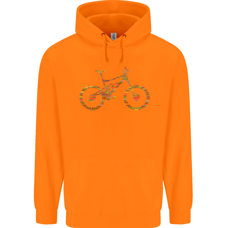 Cycling Word Cloud Cyclist Bicycle Childrens Kids Hoodie Orange