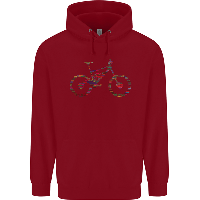 Cycling Word Cloud Cyclist Bicycle Childrens Kids Hoodie Red