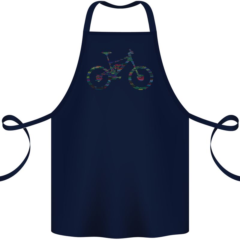 Cycling Word Cloud Cyclist Bicycle Cotton Apron 100% Organic Navy Blue