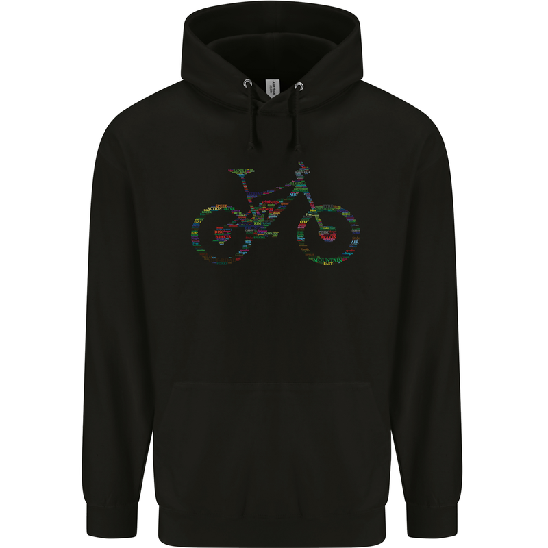 Cycling Word Cloud Cyclist Bicycle Mens 80% Cotton Hoodie Black