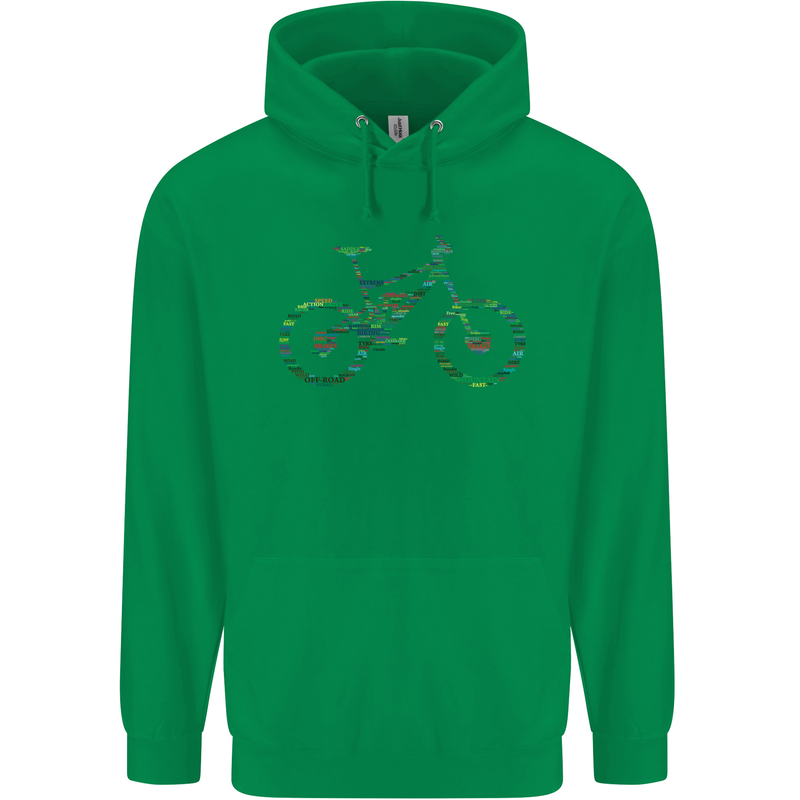 Cycling Word Cloud Cyclist Bicycle Mens 80% Cotton Hoodie Irish Green