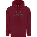 Cycling Word Cloud Cyclist Bicycle Mens 80% Cotton Hoodie Maroon