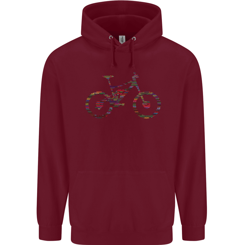 Cycling Word Cloud Cyclist Bicycle Mens 80% Cotton Hoodie Maroon