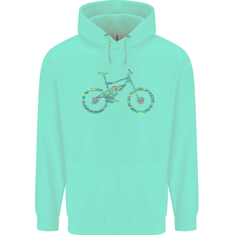 Cycling Word Cloud Cyclist Bicycle Mens 80% Cotton Hoodie Peppermint