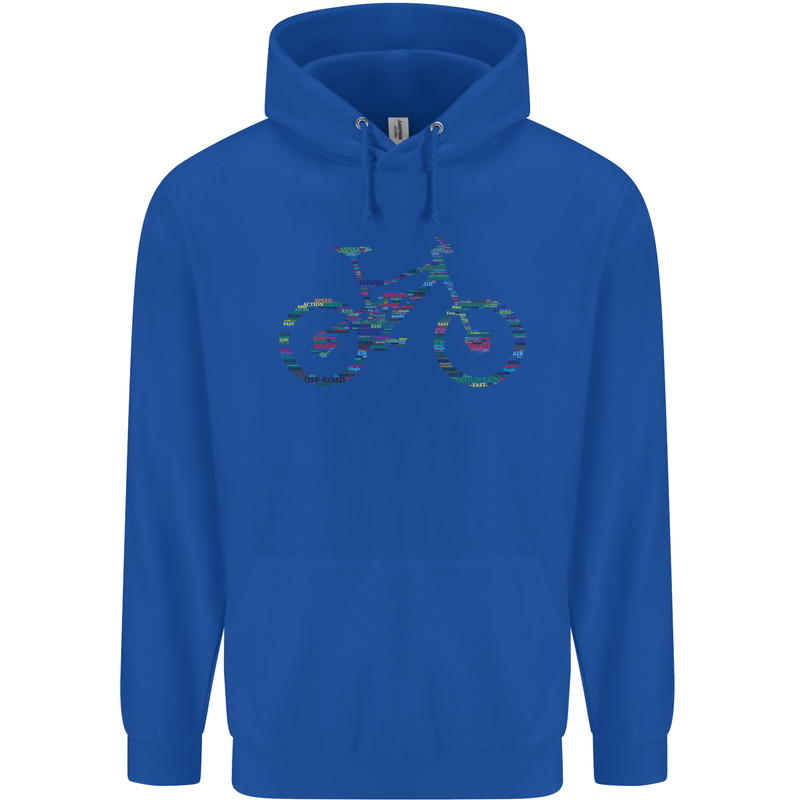 Cycling Word Cloud Cyclist Bicycle Mens 80% Cotton Hoodie Royal Blue
