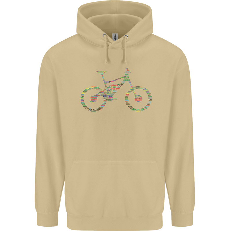 Cycling Word Cloud Cyclist Bicycle Mens 80% Cotton Hoodie Sand