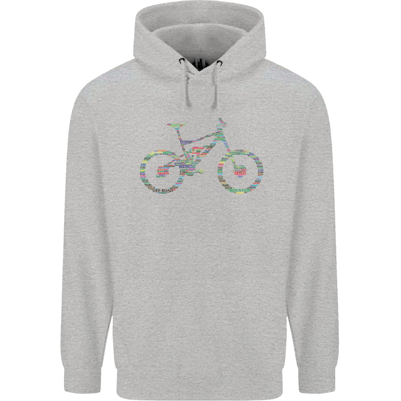 Cycling Word Cloud Cyclist Bicycle Mens 80% Cotton Hoodie Sports Grey