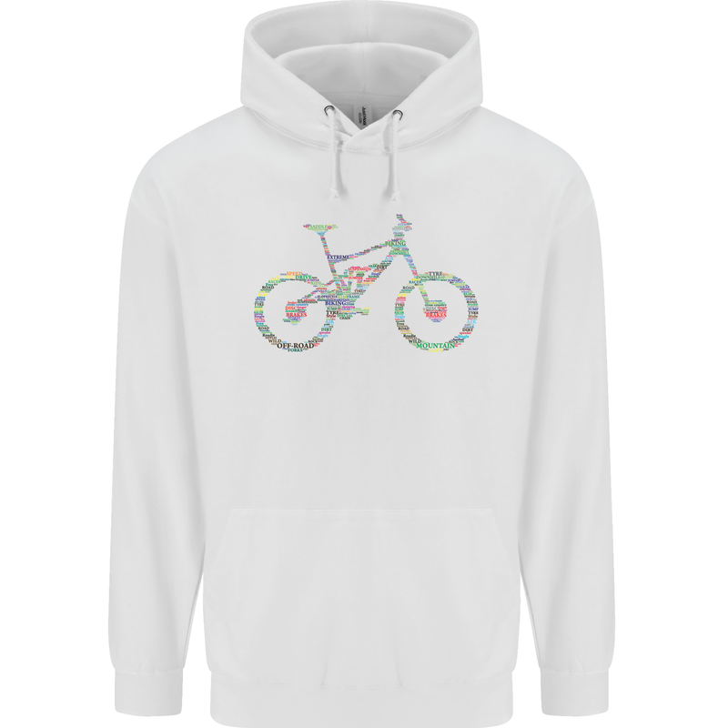 Cycling Word Cloud Cyclist Bicycle Mens 80% Cotton Hoodie White