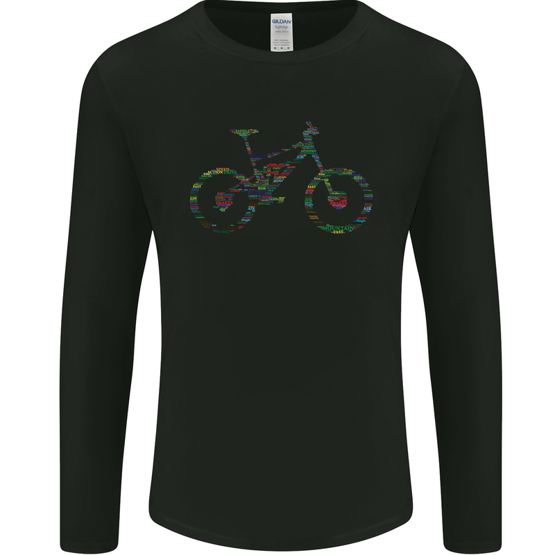 Cycling Word Cloud Cyclist Bicycle Mens Long Sleeve T-Shirt Black