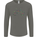 Cycling Word Cloud Cyclist Bicycle Mens Long Sleeve T-Shirt Charcoal