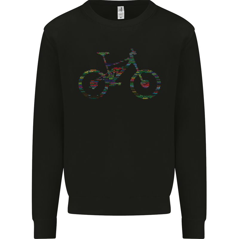 Cycling Word Cloud Cyclist Bicycle Mens Sweatshirt Jumper Black