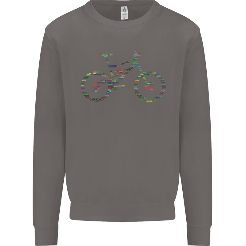 Cycling Word Cloud Cyclist Bicycle Mens Sweatshirt Jumper Charcoal