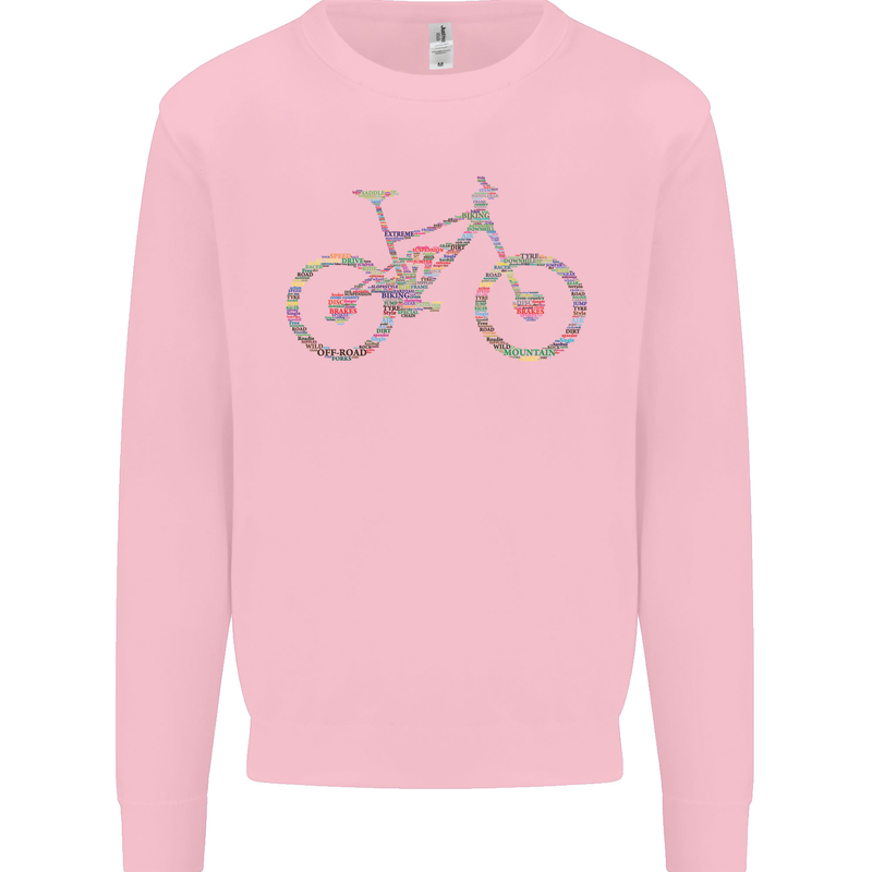 Cycling Word Cloud Cyclist Bicycle Mens Sweatshirt Jumper Light Pink
