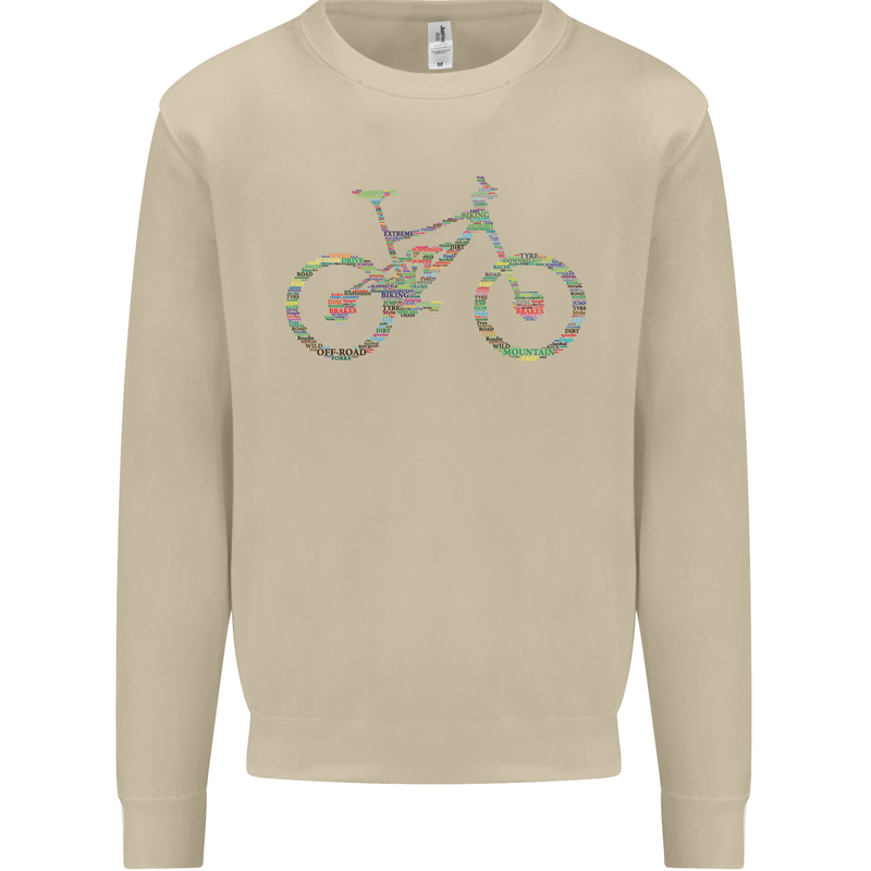 Cycling Word Cloud Cyclist Bicycle Mens Sweatshirt Jumper Sand