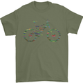 Cycling Word Cloud Cyclist Bicycle Mens T-Shirt Cotton Gildan Military Green