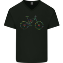 Cycling Word Cloud Cyclist Bicycle Mens V-Neck Cotton T-Shirt Black