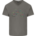 Cycling Word Cloud Cyclist Bicycle Mens V-Neck Cotton T-Shirt Charcoal