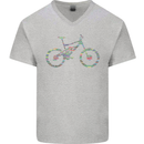 Cycling Word Cloud Cyclist Bicycle Mens V-Neck Cotton T-Shirt Sports Grey